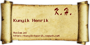 Kunyik Henrik névjegykártya